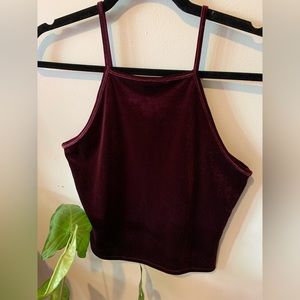 Burgundy red velour crop top - Garage